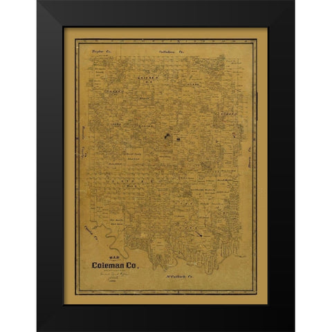 Coleman County Texas - Clark 1895 Black Modern Wood Framed Art Print by Clark