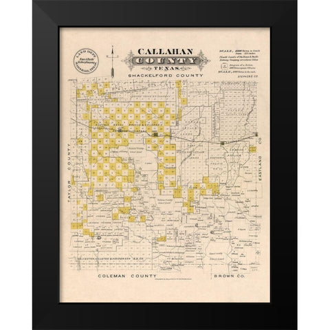 Callahan County Texas - Gast 1870 Black Modern Wood Framed Art Print by Gast