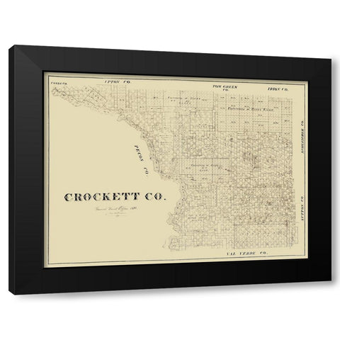 Crockett County Texas -1894 Black Modern Wood Framed Art Print by Unknown