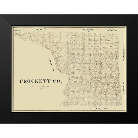 Crockett County Texas -1894 Black Modern Wood Framed Art Print by Unknown