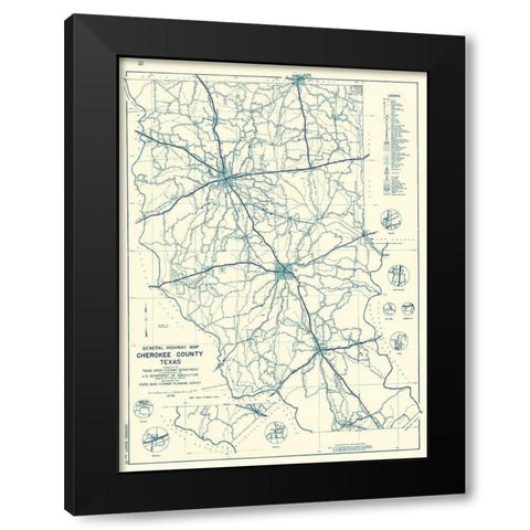 Cherokee Texas Highway - Highway Dept 1936 Black Modern Wood Framed Art Print by Highway Dept
