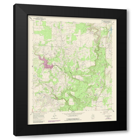 Club Hollow Texas Quad - USGS 1987 Black Modern Wood Framed Art Print by USGS