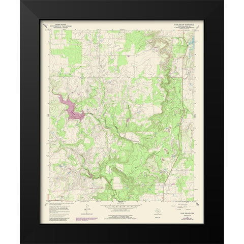 Club Hollow Texas Quad - USGS 1987 Black Modern Wood Framed Art Print by USGS