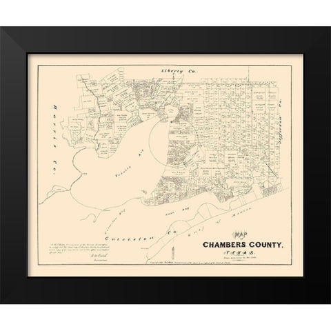 Chambers County Texas - Walsch 1879 Black Modern Wood Framed Art Print by Walsh