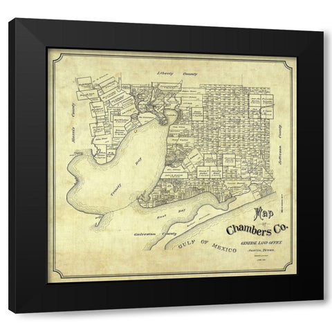 Chambers County Texas - 1901 Black Modern Wood Framed Art Print with Double Matting by Unknown