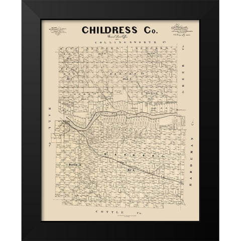 Childress County Texas - McGaughey 1892 Black Modern Wood Framed Art Print by McGaughey