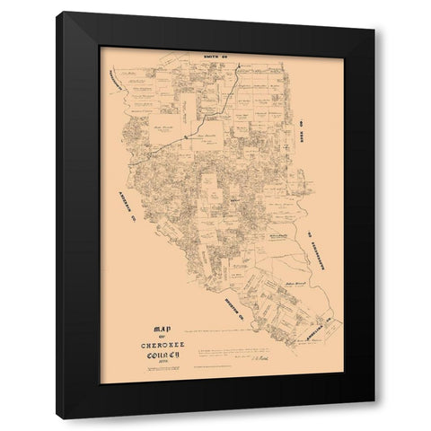 Cherokee County Texas - Walsh 1879 Black Modern Wood Framed Art Print by Walsh