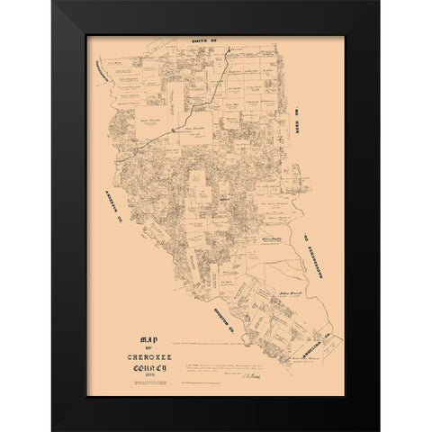 Cherokee County Texas - Walsh 1879 Black Modern Wood Framed Art Print by Walsh
