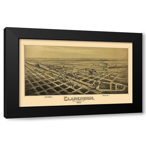 Clarendon Texas - Fowler 1890 Black Modern Wood Framed Art Print with Double Matting by Fowler