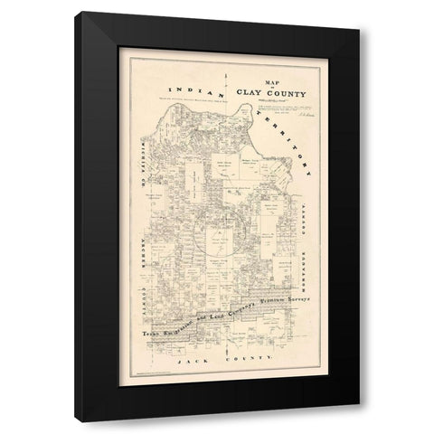 Clay County Texas - Walsh 1880 Black Modern Wood Framed Art Print with Double Matting by Walsh