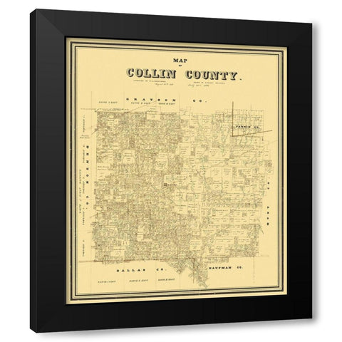 Collin Texas Landowner - Rosenberg 1861 Black Modern Wood Framed Art Print with Double Matting by Rosenberg