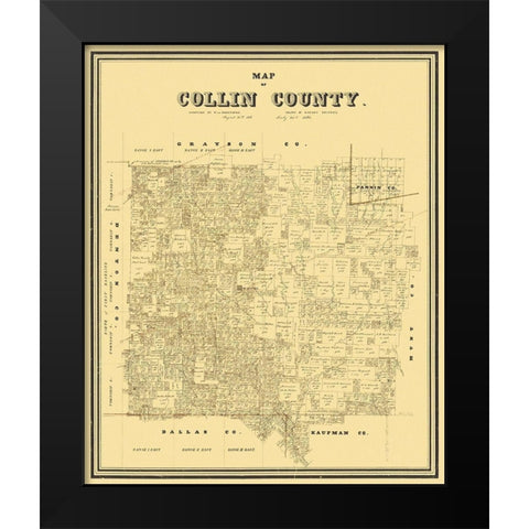 Collin Texas Landowner - Rosenberg 1861 Black Modern Wood Framed Art Print by Rosenberg