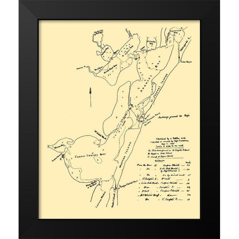 Corpus Christi Waterways - 1845 Black Modern Wood Framed Art Print by Unknown