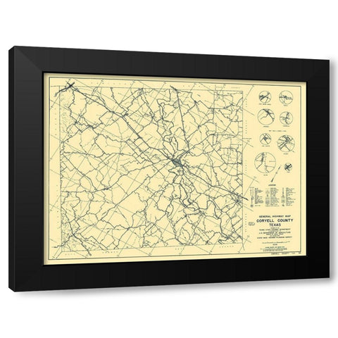 Coryell Texas Highway - Highway Dept 1936 Black Modern Wood Framed Art Print with Double Matting by Highway Dept