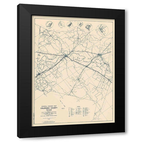 Colorado Texas Highway - Highway Dept 1936 Black Modern Wood Framed Art Print with Double Matting by Highway Dept