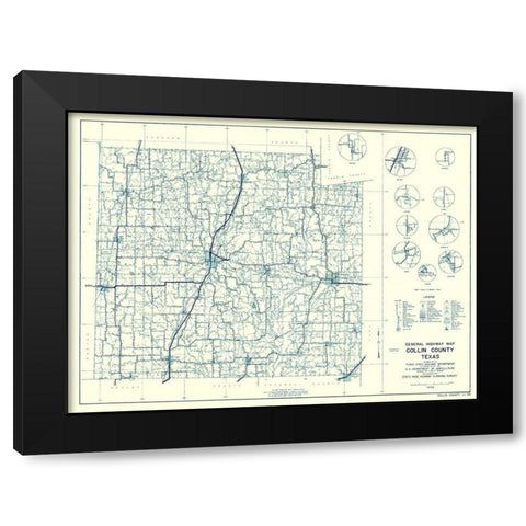 Collin Texas Highway - Highway Dept 1936 Black Modern Wood Framed Art Print by Highway Dept