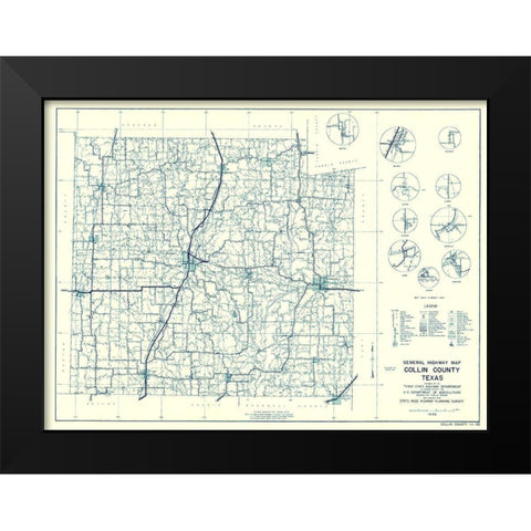 Collin Texas Highway - Highway Dept 1936 Black Modern Wood Framed Art Print by Highway Dept