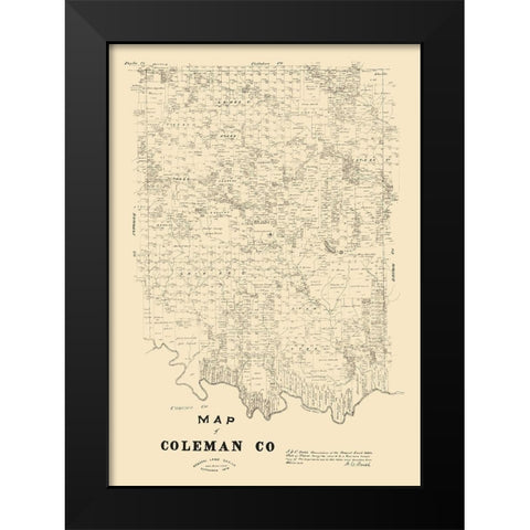 Coleman County Texas - Walsh 1879 Black Modern Wood Framed Art Print by Walsh