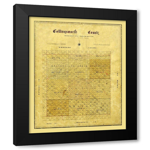 Collingsworth County Texas - 1880 Black Modern Wood Framed Art Print by Unknown