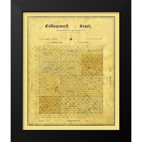 Collingsworth County Texas - 1880 Black Modern Wood Framed Art Print by Unknown