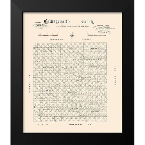 Collingsworth County Texas - 1892 Black Modern Wood Framed Art Print by Unknown