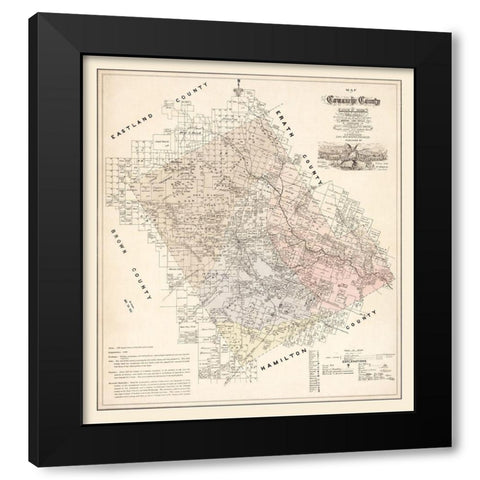 Comanche County Texas - Roessler 1876 Black Modern Wood Framed Art Print by Roessler