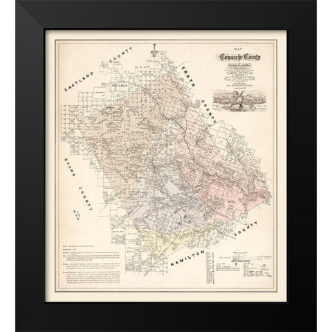Comanche County Texas - Roessler 1876 Black Modern Wood Framed Art Print by Roessler