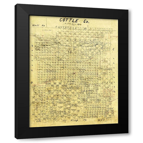 Cottle County Texas - 1883 Black Modern Wood Framed Art Print with Double Matting by Unknown