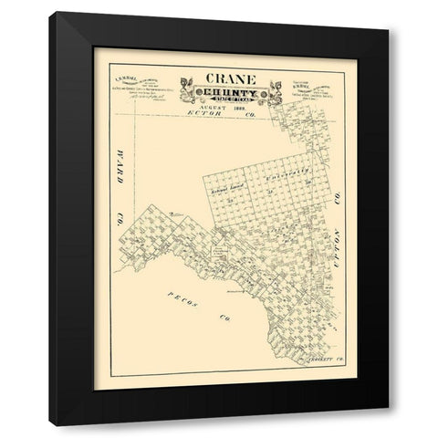 Crane County Texas - 1889 Black Modern Wood Framed Art Print by Unknown