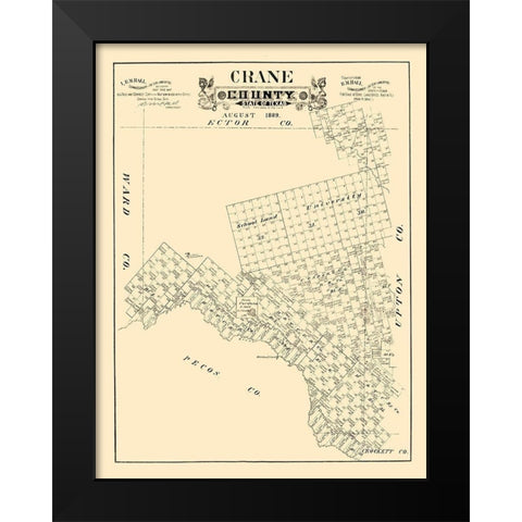 Crane County Texas - 1889 Black Modern Wood Framed Art Print by Unknown