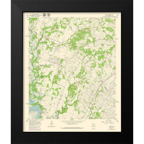 Comyn Texas Quad - USGS 1965 Black Modern Wood Framed Art Print by USGS