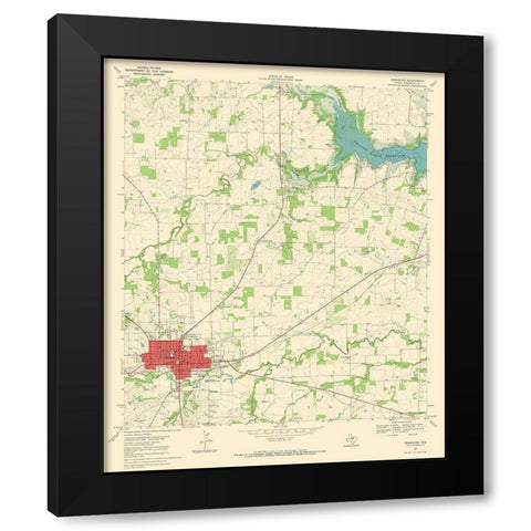 Comanche Texas Quad - USGS 1969 Black Modern Wood Framed Art Print with Double Matting by USGS
