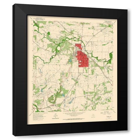 Coleman Texas Quad - USGS 1963 Black Modern Wood Framed Art Print with Double Matting by USGS