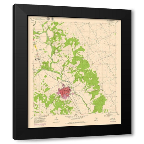 Clifton Texas Quad - USGS 1955 Black Modern Wood Framed Art Print with Double Matting by USGS