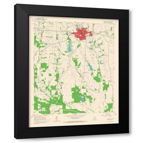 Clarksville Texas Quad - USGS 1964 Black Modern Wood Framed Art Print with Double Matting by USGS