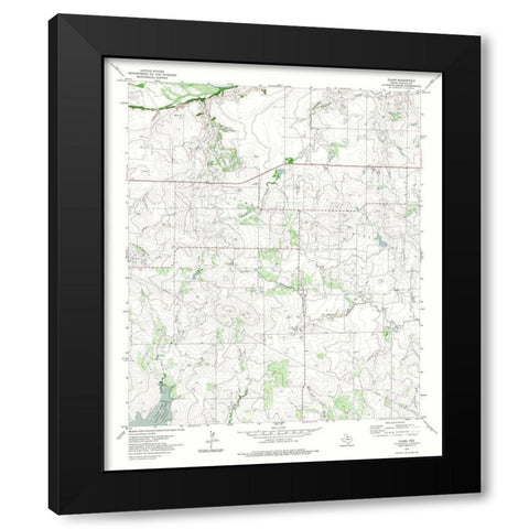 Clara Texas Quad - USGS 1972 Black Modern Wood Framed Art Print with Double Matting by USGS