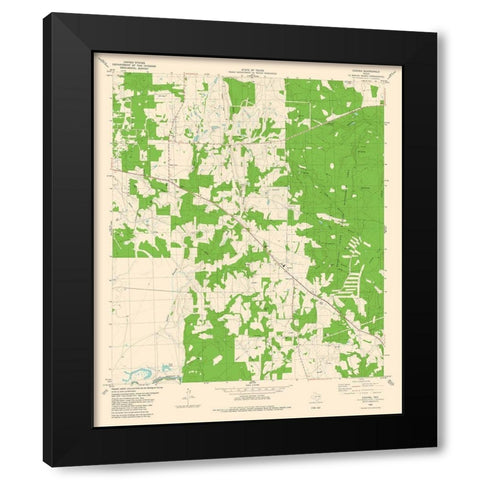 Cayuga Texas Quad - USGS 1982 Black Modern Wood Framed Art Print with Double Matting by USGS