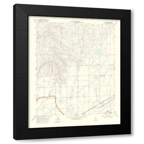 Cuyler Texas Quad - USGS 1967 Black Modern Wood Framed Art Print with Double Matting by USGS