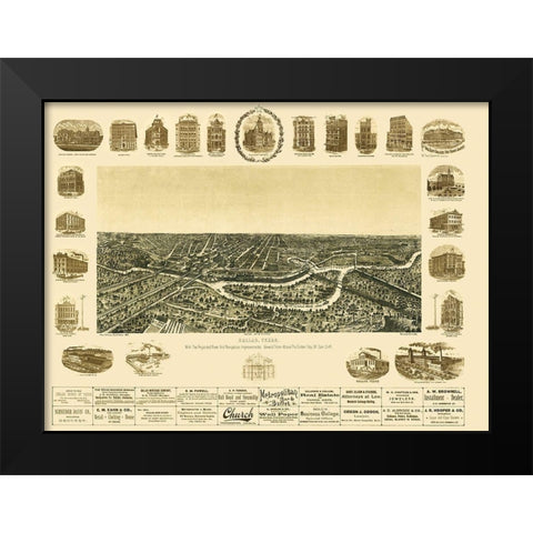 Dallas Texas - Giraud 1892 Black Modern Wood Framed Art Print by Giraud