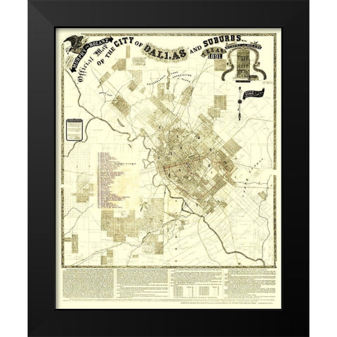 Dallas, Suburbs Texas Landowner - Murphy 1891 Black Modern Wood Framed Art Print by Murphy