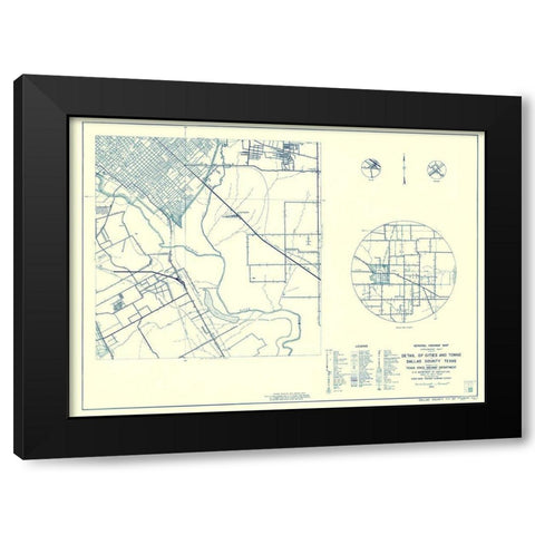 Dallas Texas Cities 4 of 4 - Highway Dept 1936 Black Modern Wood Framed Art Print by Highway Dept