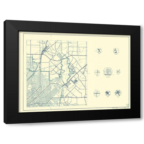 Dallas Texas Cities 3 of 4 - Highway Dept 1936 Black Modern Wood Framed Art Print with Double Matting by Highway Dept