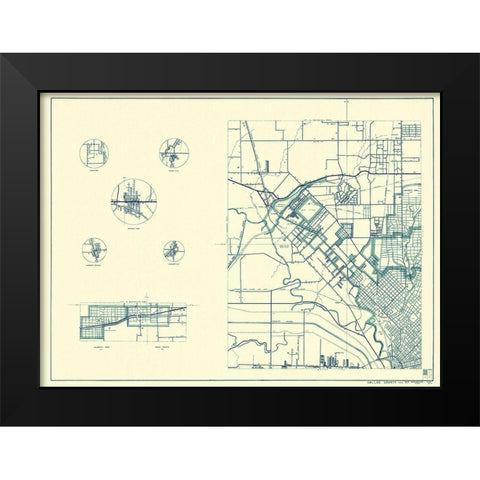 Dallas Texas Cities 1 of 4 - Highway Dept 1936 Black Modern Wood Framed Art Print by Highway Dept