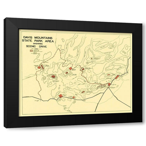 Davis Mountains State Park Texas - Swartz 1935 Black Modern Wood Framed Art Print by Swartz