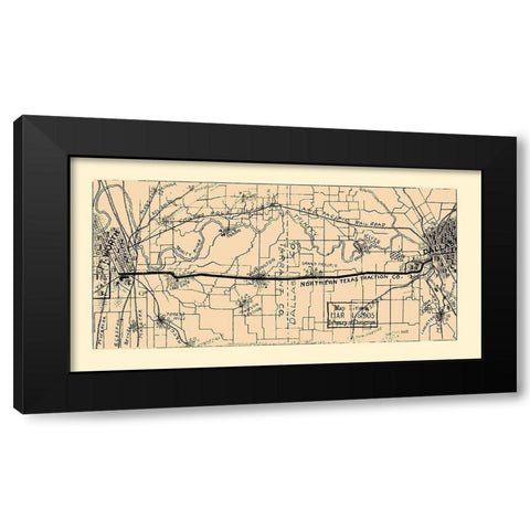 Dallas Tarrant Texas - LOC 1905 Black Modern Wood Framed Art Print with Double Matting by LOC