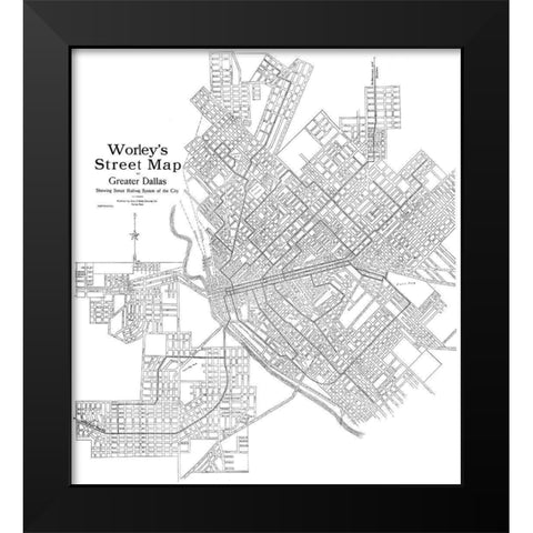 Dallas Texas - Worley 1909 Black Modern Wood Framed Art Print by Worley