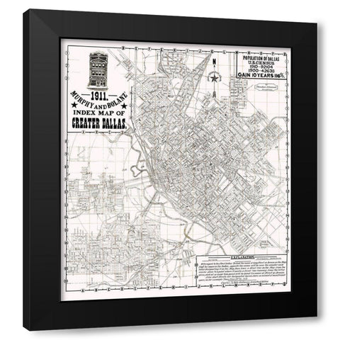 Dallas Texas - Murphy 1911 Black Modern Wood Framed Art Print by Murphy