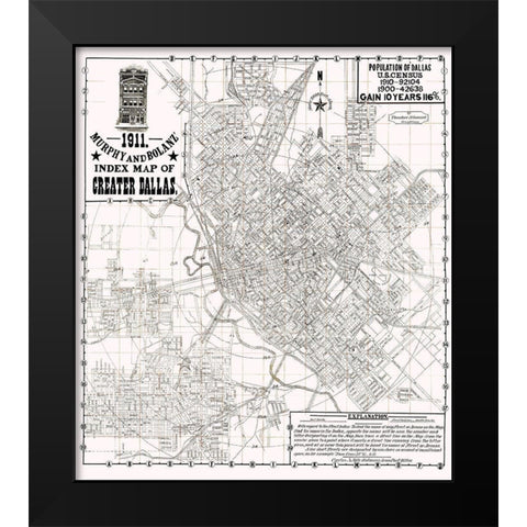 Dallas Texas - Murphy 1911 Black Modern Wood Framed Art Print by Murphy