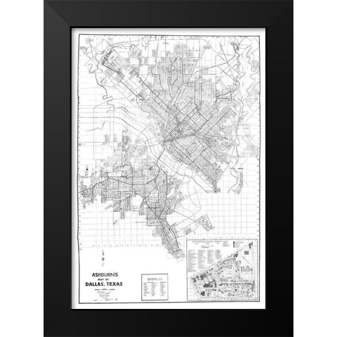 Dallas Texas - Ashburn 1936 Black Modern Wood Framed Art Print by Ashburn