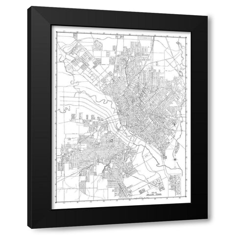 Dallas Texas - 1936 Black Modern Wood Framed Art Print with Double Matting by Unknown